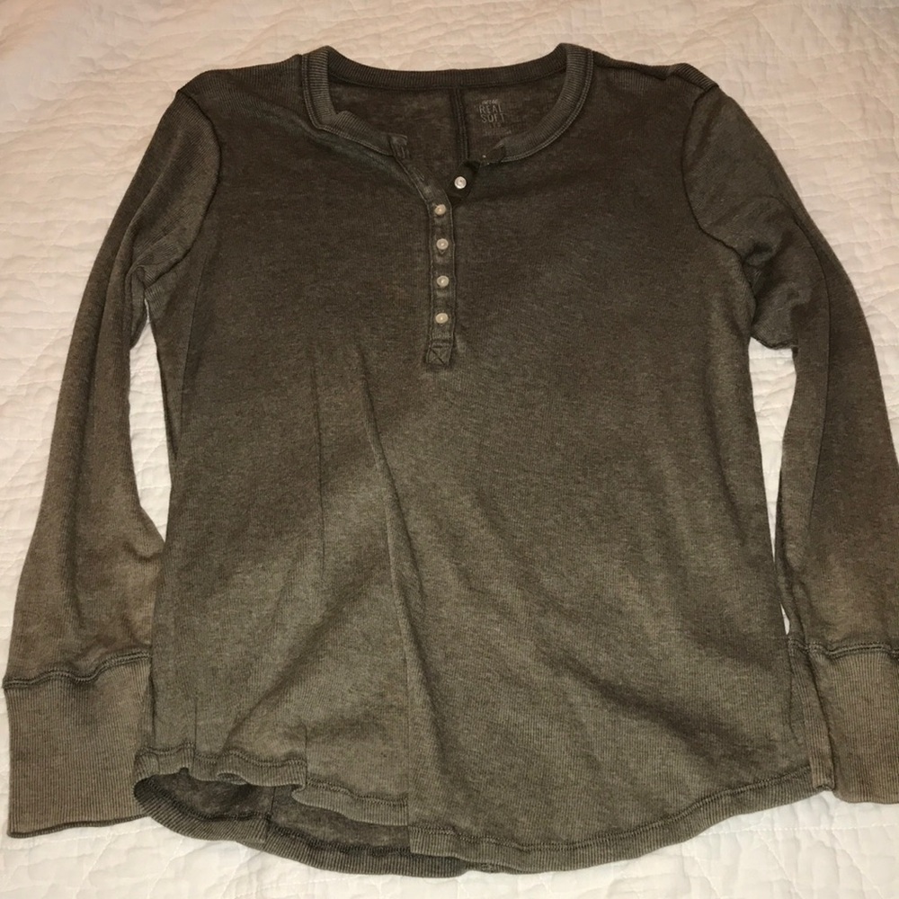 Olive green long sleeve henley top